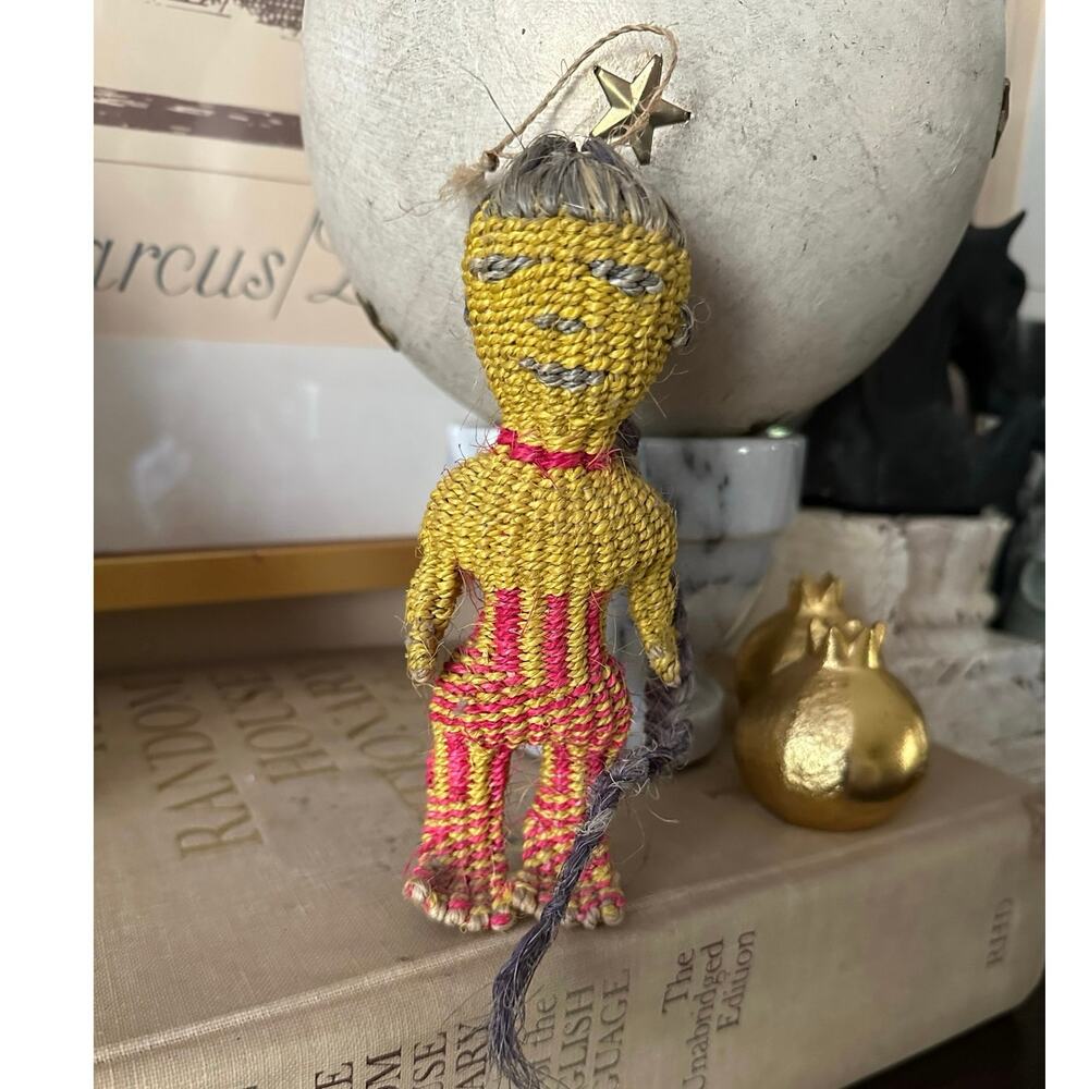 Sisal Primitive tribal doll handmade jute girl natural mini ethnic African 7”